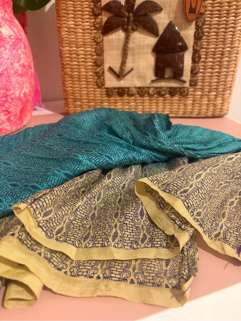 Teal Ombre Paisley Lightweight 100% Silk Scarf